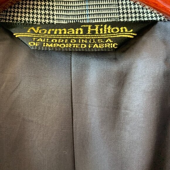 Vintage Norman Hilton Double Breasted Blazer Peak Lapel Wool Windowpane USA made - Picture 3 of 10